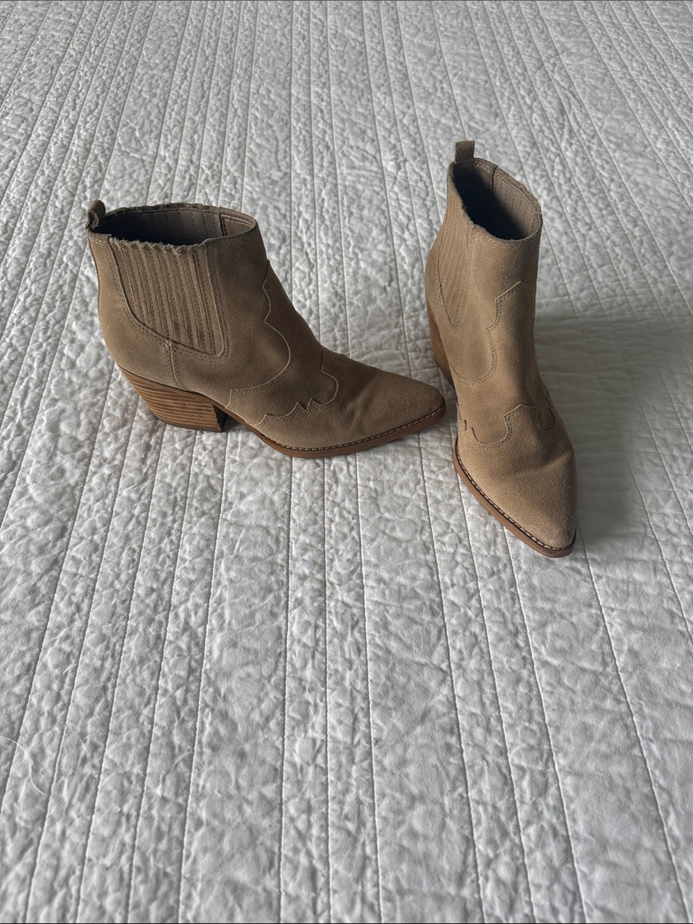 Sam Edelman Tan Suede Western Chelsea Ankle Boots